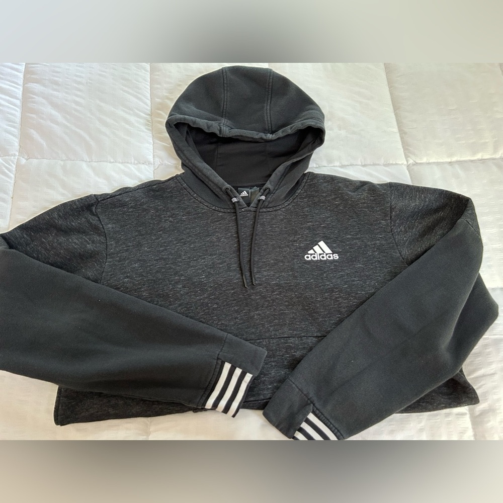 Adidas Heather Grey Long Sleeve Pullover Hoodie Sweatshirt•Men’s Size L